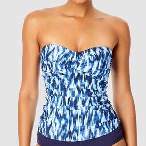 Anne Cole Twist-Front Shirred Bandeau Tankini Top